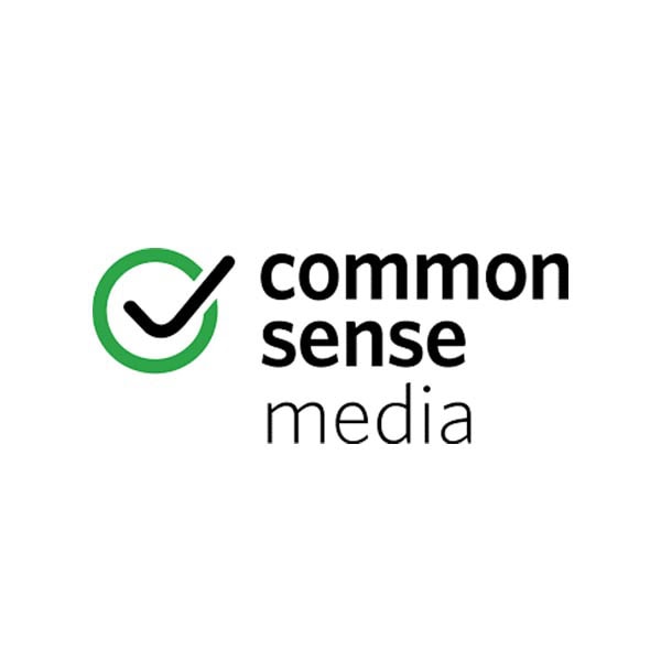 The Common Sense Media logo, featuring a green checkmark inside a circle to the left of the words common sense media in black text on a white background.